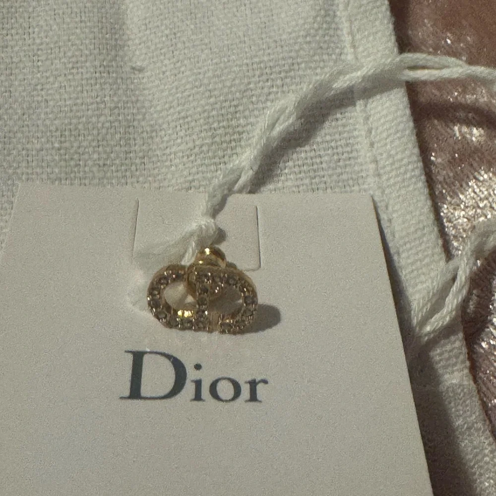 Dior Gold and Crystal Petit Stud Earrings - Picture 2 of 7